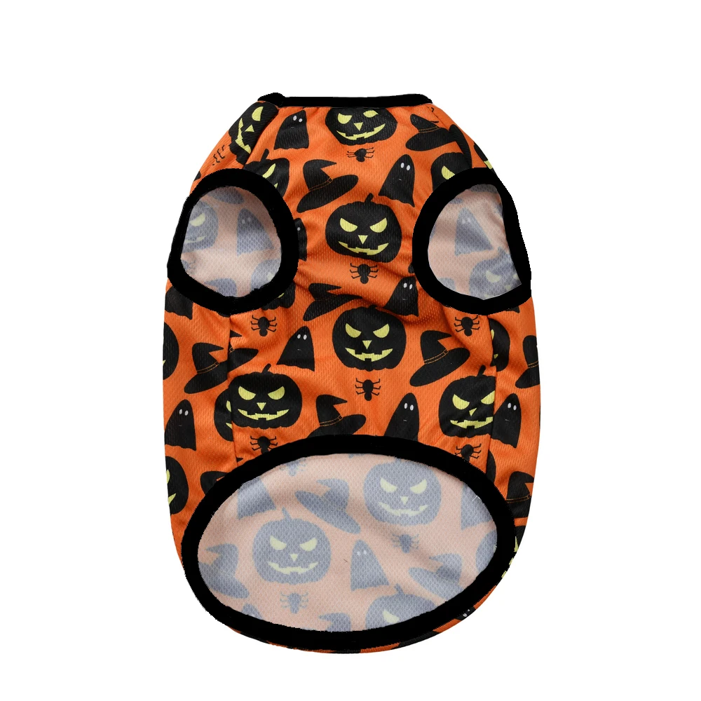 Halloween Kürbis Print Hunde kleidung für kleine mittelgroße Hunde Katzen atmungsaktive Haustier T-Shirt Chihuahua Französisch Bulldogge Welpen Kostüme – Detail 15