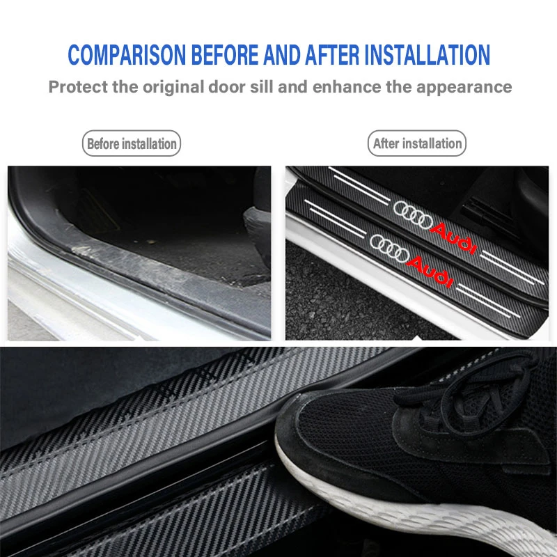 Carbon Fiber Car Door Edge Sill Protector Strip Stickers For Audi A3 8V 8P S3 A5 A6 C7 C6 S5 S6 Sline A4 S4 B8 B9 B7 Accessories