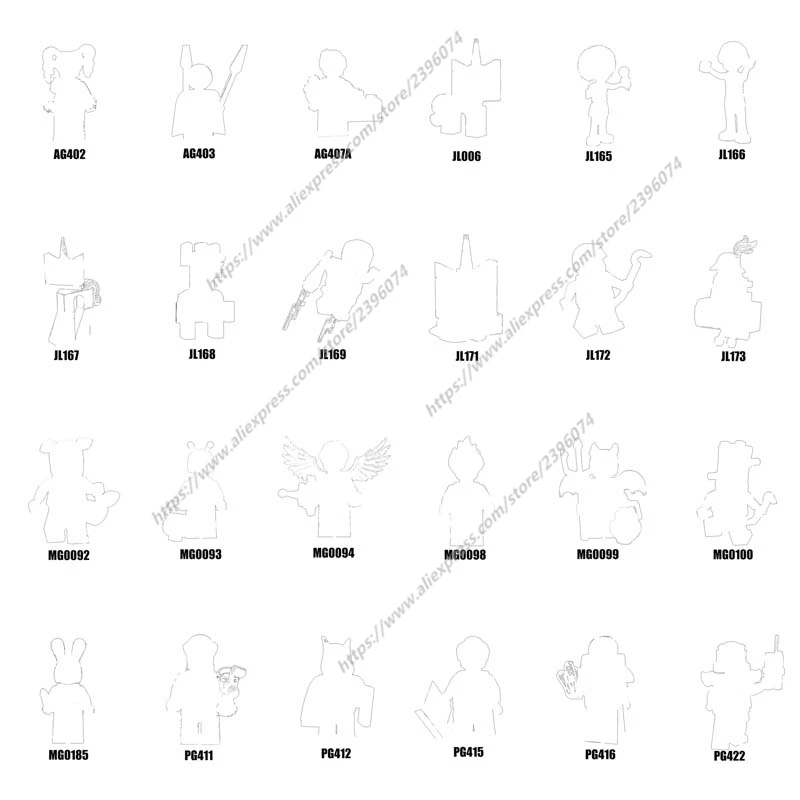 Figuras de ação série 070, seri-070, para crianças, desenhos animados, acessórios, blocos de construção