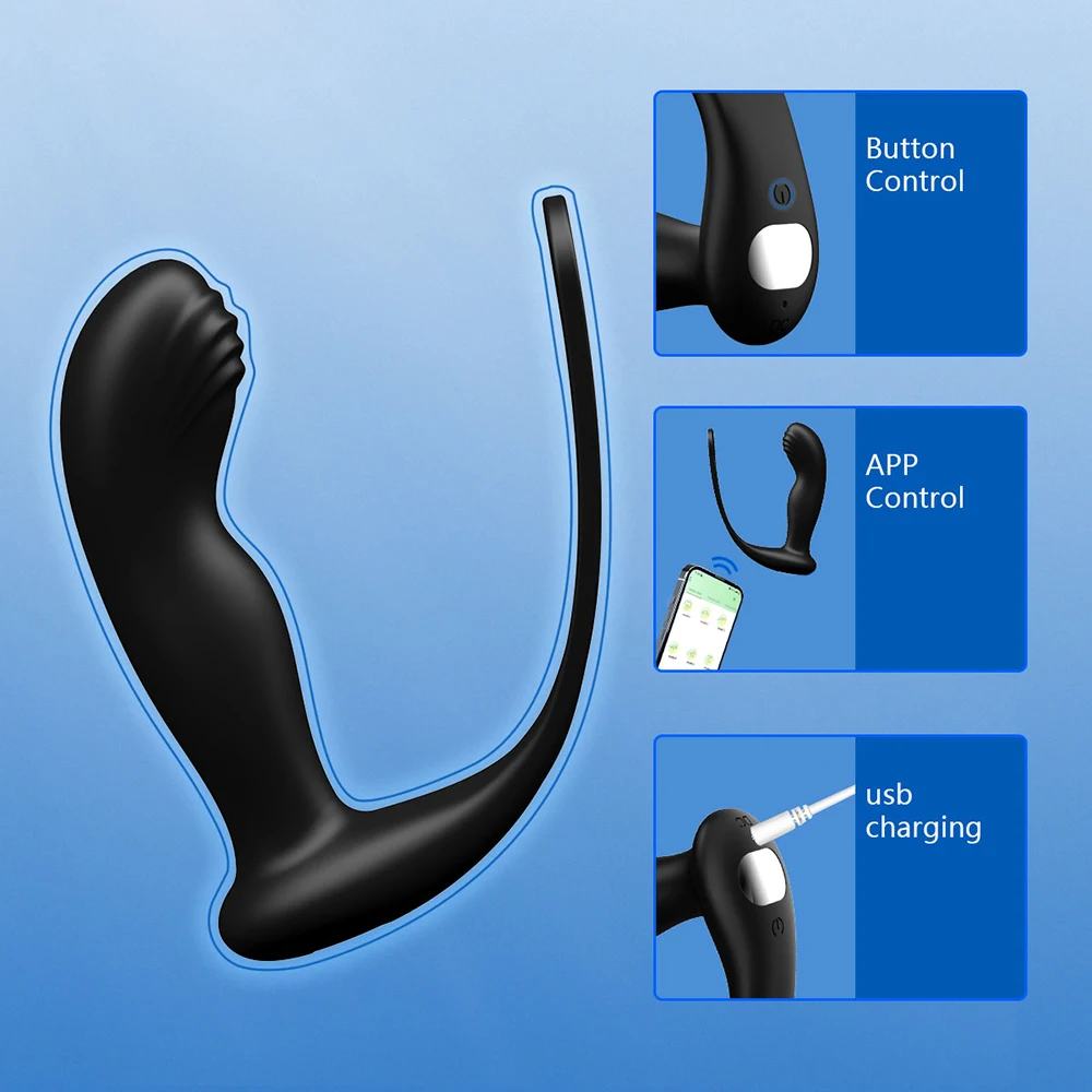 Male Prostate Massager Wireless Control Anal Plug Ring Delay Ejaculation Butt Plug Vibrator Sex Toy for Men Masturbator