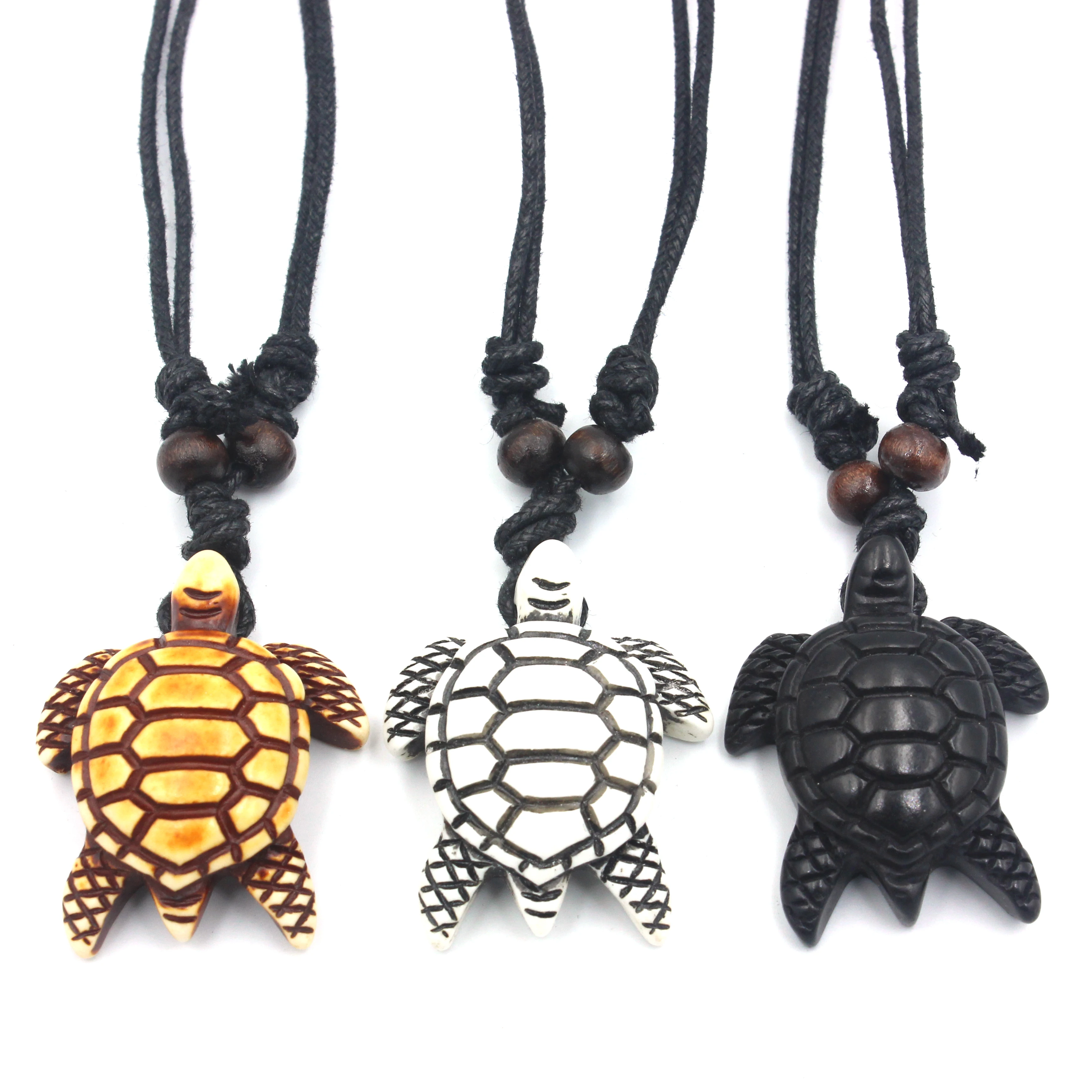 Cool imitation Yak Bone Sea Turtle Pendant Necklace Jewelry for Men Women gift