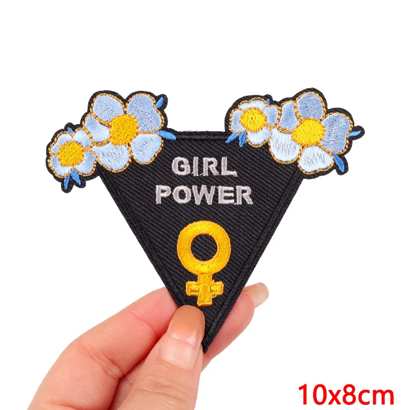 Feminism Patch DIY Iron On Patches For Clothing Girl Power Embroidery Patch Slogan Patches On Clothes Sewing Embroidered Sticker