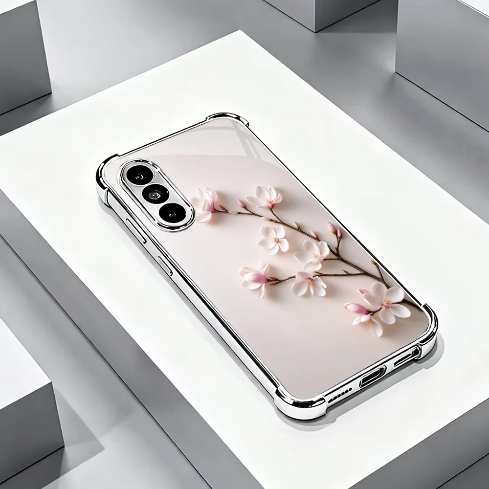 Little white pink flower s26 ultra case Phone case s25 s24 Glass phone case for Samsung Galaxy s26/s25/s24/s23/s22 Ultra FE Plus