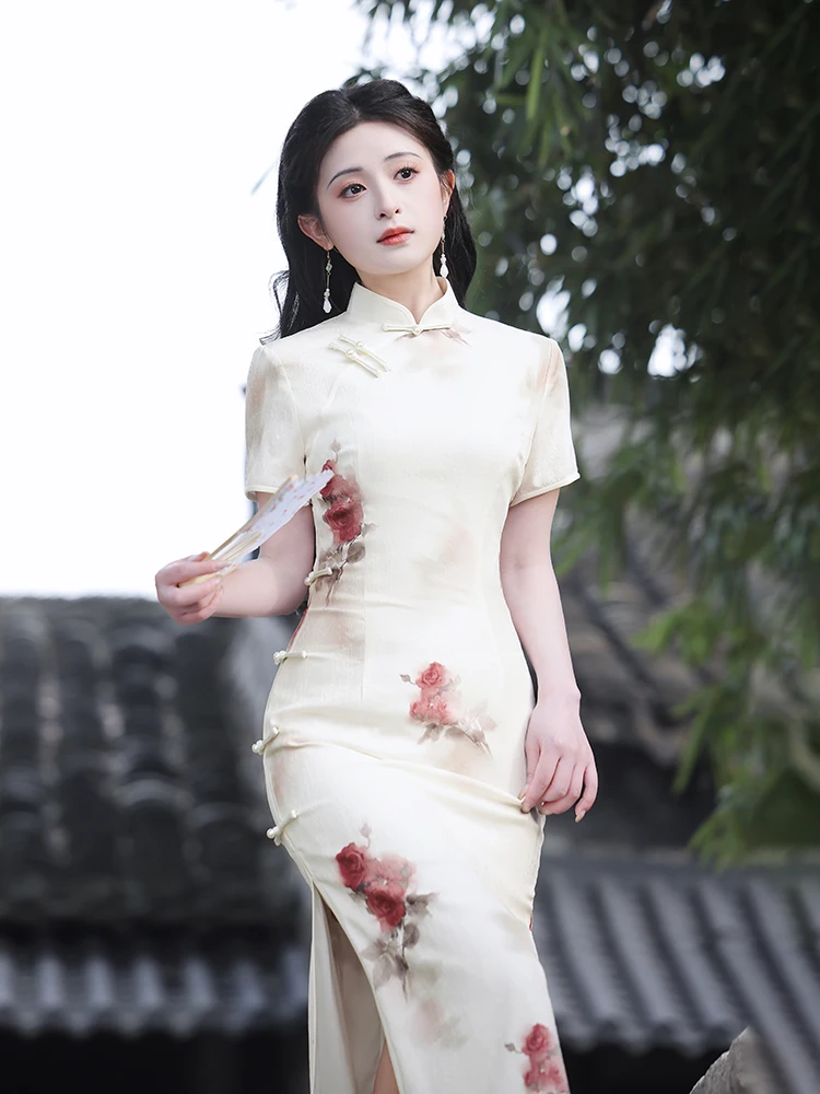 

Ele Young Sle Slimming Waist Design Daily Wear New Chinese Sle Long Qipao for Young Girls