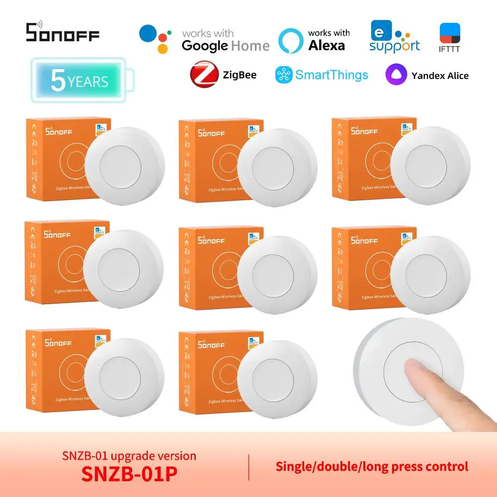 Sonoff Zigbee Wireless Switch SOS Emergency Button SNZB-01P On/off Light Switch One Key Alarm 3 Mode Switch Work With Zigbee Hub