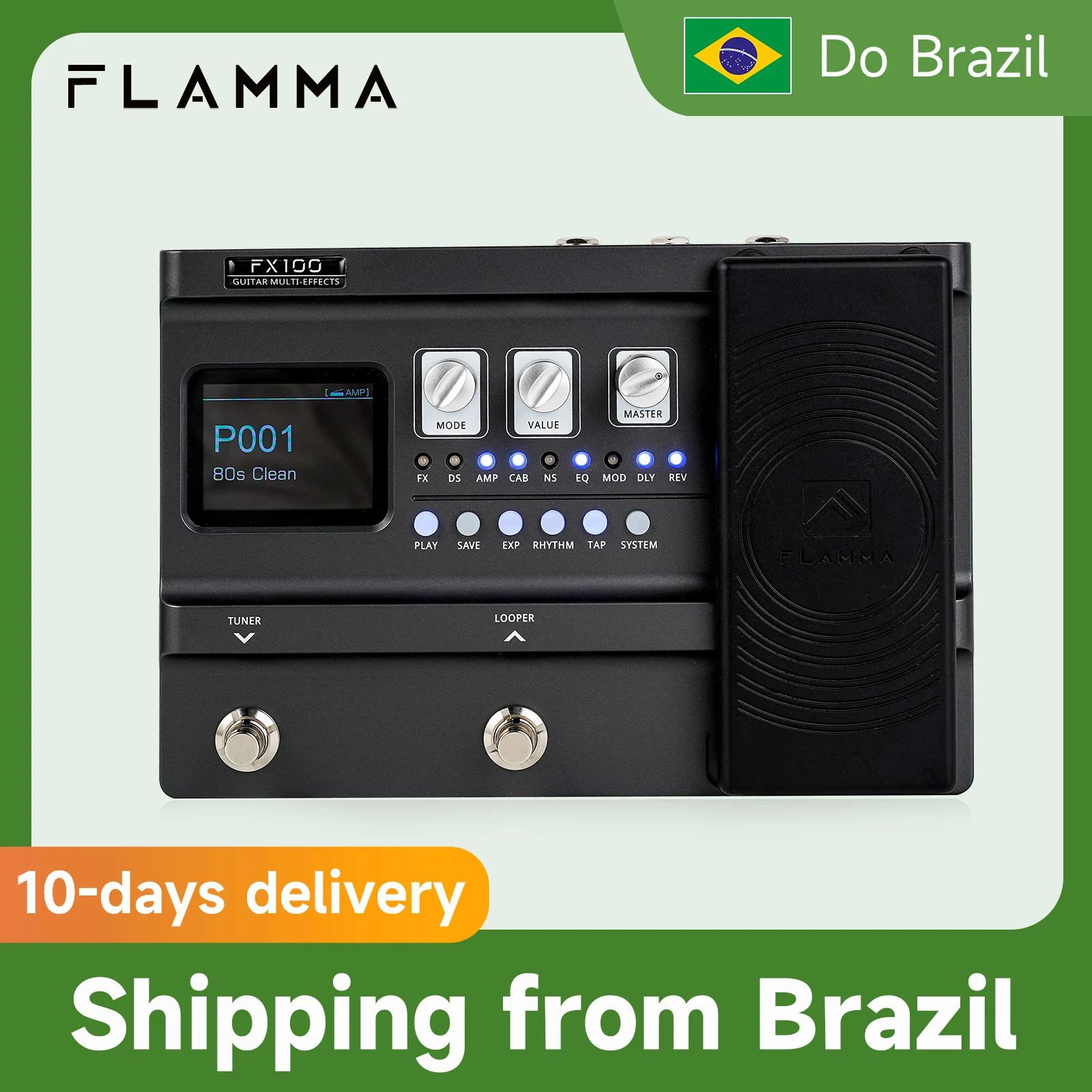 FLAMMA-FX100マルチエフェクトプロセッサー,ペダル151効果,200事前設定