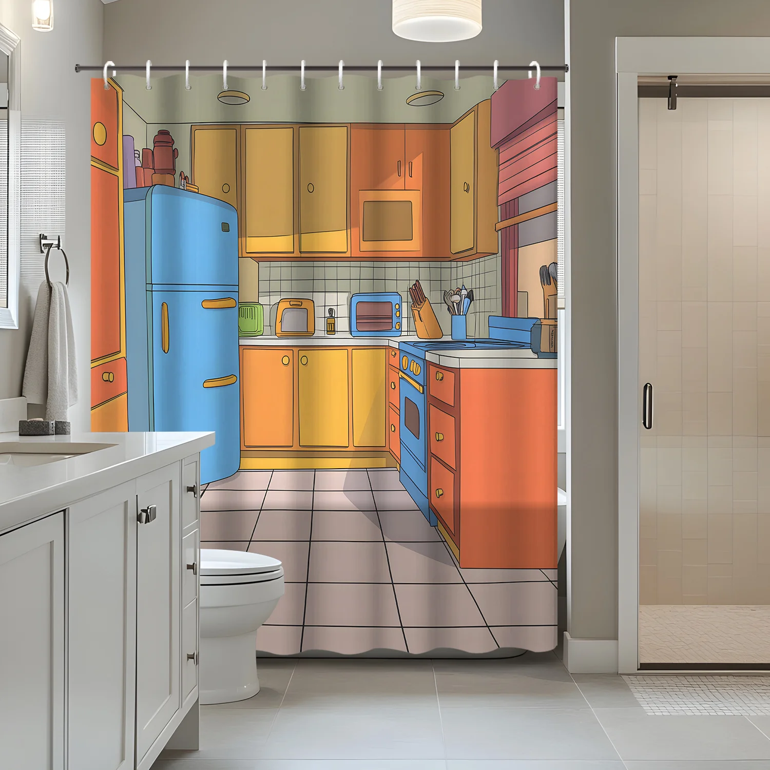 

1 шт., кухонная занавеска для душа с рисунком Stippling, в комплект входит 12 крючков, декор для ванной комнаты, занавеска для душа в ванной комнате, аксессуары для ванной комнаты