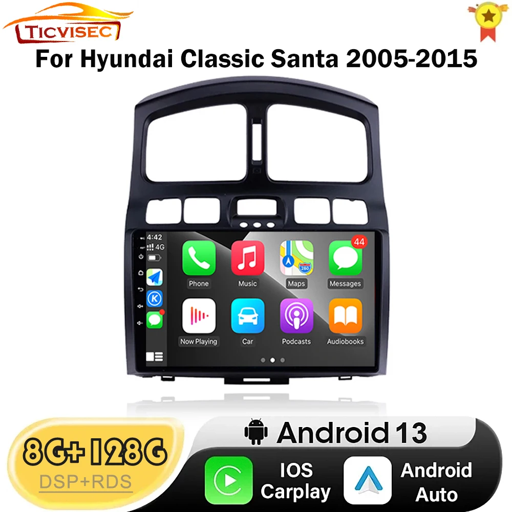 

2din Car Radio Android 13 Carplay Radio For Hyundai Classic Santa Fe 2005 2006-2015 Car GPS Navigation Multimedia Player