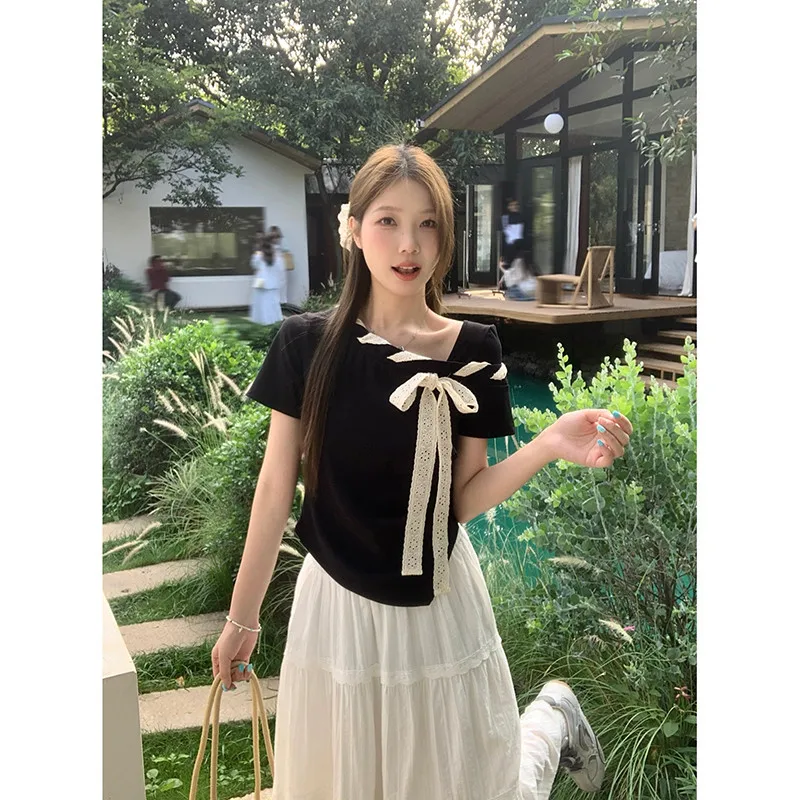 Lässiges Kurzarm-T-Shirt für Damen im koreanischen Ins-Stil, Sommermode, neuer Trend-Top