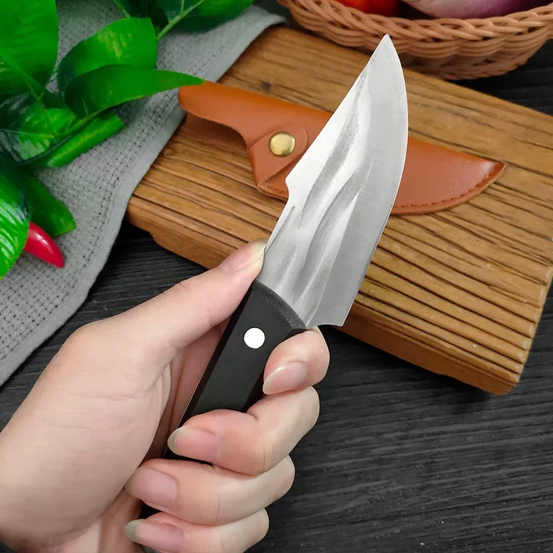 Utility Knife BBQ Slicing Fish Fruit Steak Knife Plastic Handle Kitchen Knives Hand Forge Boning Butcher Knife Chef Cleaver Tool