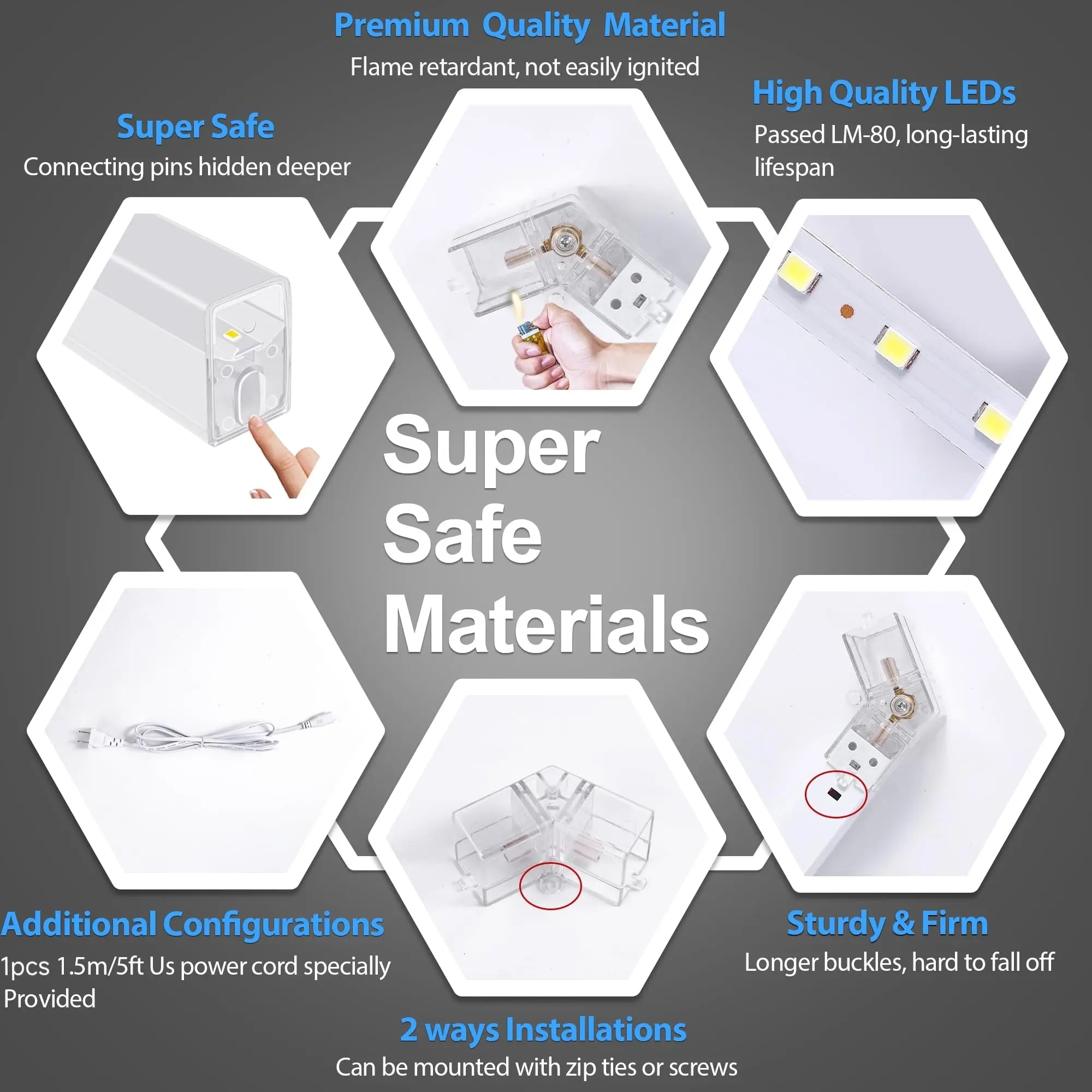 Lumière de garage LED hexagonale: paquet de 35, plus grande taille mis à jour, 30720LM 256W 6500K, plafonnier de magasin LED de détail de voiture super lumineux pour