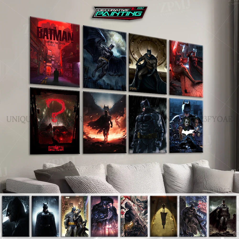 

DC Comics Superhero Batman Home Decor Canvas Painting Supervillain Joker Pictures Wall Art Poster For Movie Room Frameless Mural