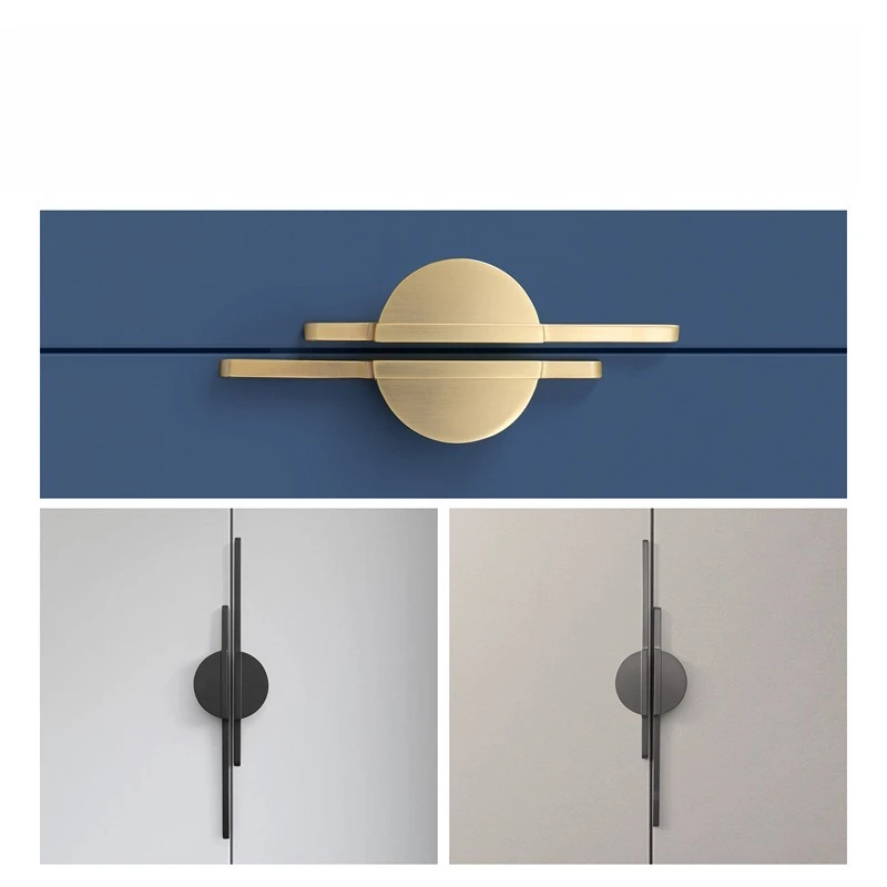 

Modern Minimalist Semi Circle Gold Black Handle Nordic Style Cabinet Drawer Wardrobe Zinc Alloy Handle