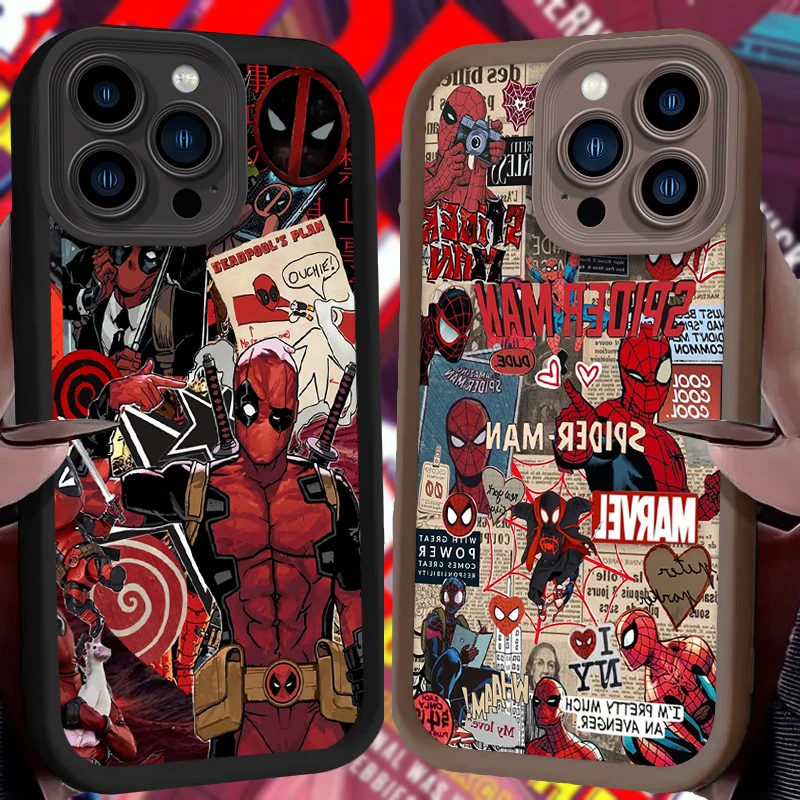 Marvel Spider Man Graphic Case For iPhone 16 15 14 13 12 11 Pro Max X XS X S Max XR SE 2020 7 8 Plus Shockproof Silicone Cover