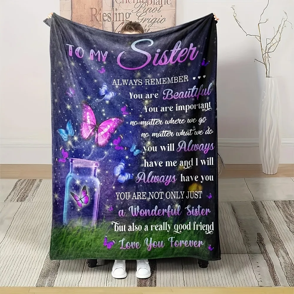 1 قطعة بطانية الأرجواني فراشة طباعة ل شقيقة هدية دافئ رقيق الفانيلا بطانية لغرفة المعيشة ديكور غرفة نوم 2026 هدية السنة الجديدة #2