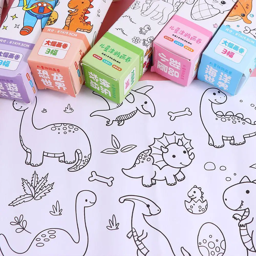 Montessori Dinosaur Drawing Roll of Paper Animal Space Graffiti Scroll Educational Dessert Children Coloring Paper Gifts