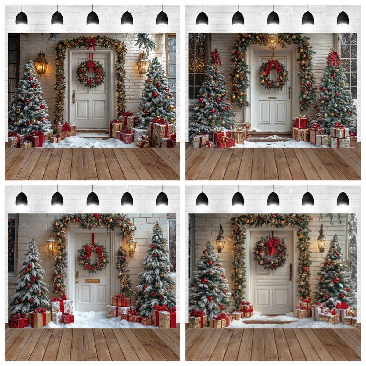 

Winter Christmas Photography Backgrounds Gorgeous Door Xmas Tree Holiday Party Adults Children Photo Backdrops Studio