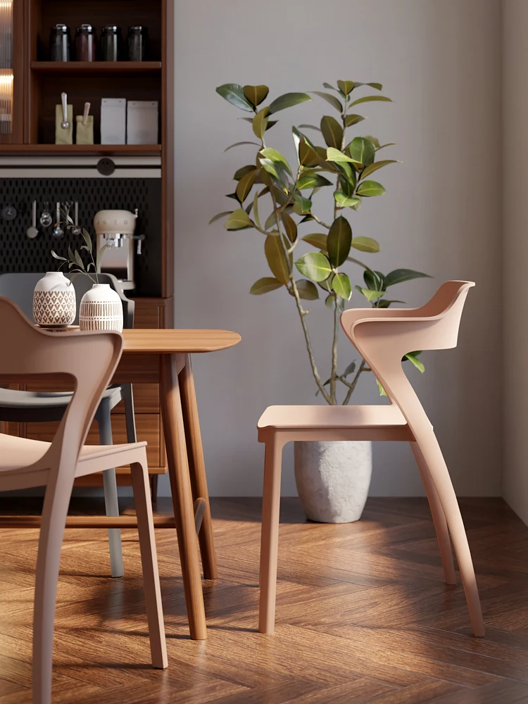 

High grade chairs, plastic, home, medieval, retro, leisure, Nordic backrest, cow horn dining table chairs