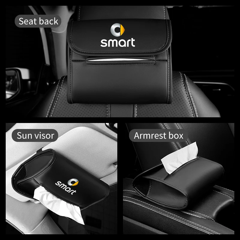 Car Tissue Storage Box Holder Backrest Towel Hanging Tissue Case For Smart Fortwo 451 450 453 Forfour EQ Cabrio Crossblade ROADS