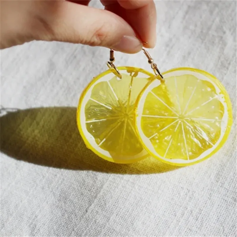 Imitation Fruit Resin Earrings Novel Fruit Earrings Personalized Gifts Lemon Slice Earrings Unique Gifts Suitable for Women