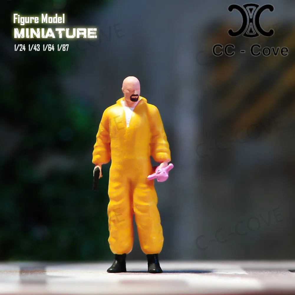 Painted Miniatures1/24 1/43 1/64 1/87Two Male Safety Officers Wearing Yellow Safety Suit Scene Figure Model Toys View Decoration