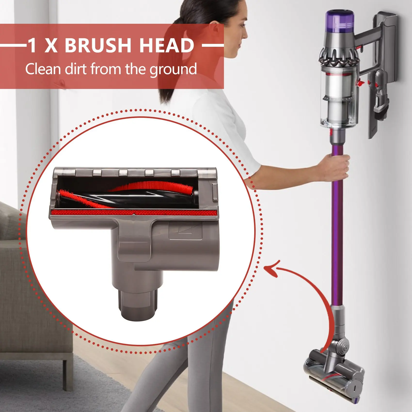 หัวเครื่องกำจัดสิวเสี้ยน Dyson ไรฝุ่นสำหรับ V10 V8 V7 V11ลูกกลิ้งแปรงหัวดูดคุณภาพสูง