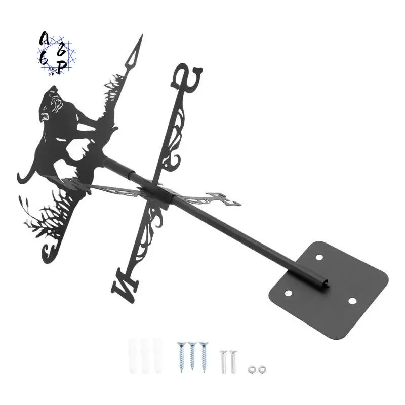 A68P-1Set Dog Metal Weather Vane Weathervane Silhouette Garden Decorative Wind Direction Indicator Iron For Outdoor Yard Farm