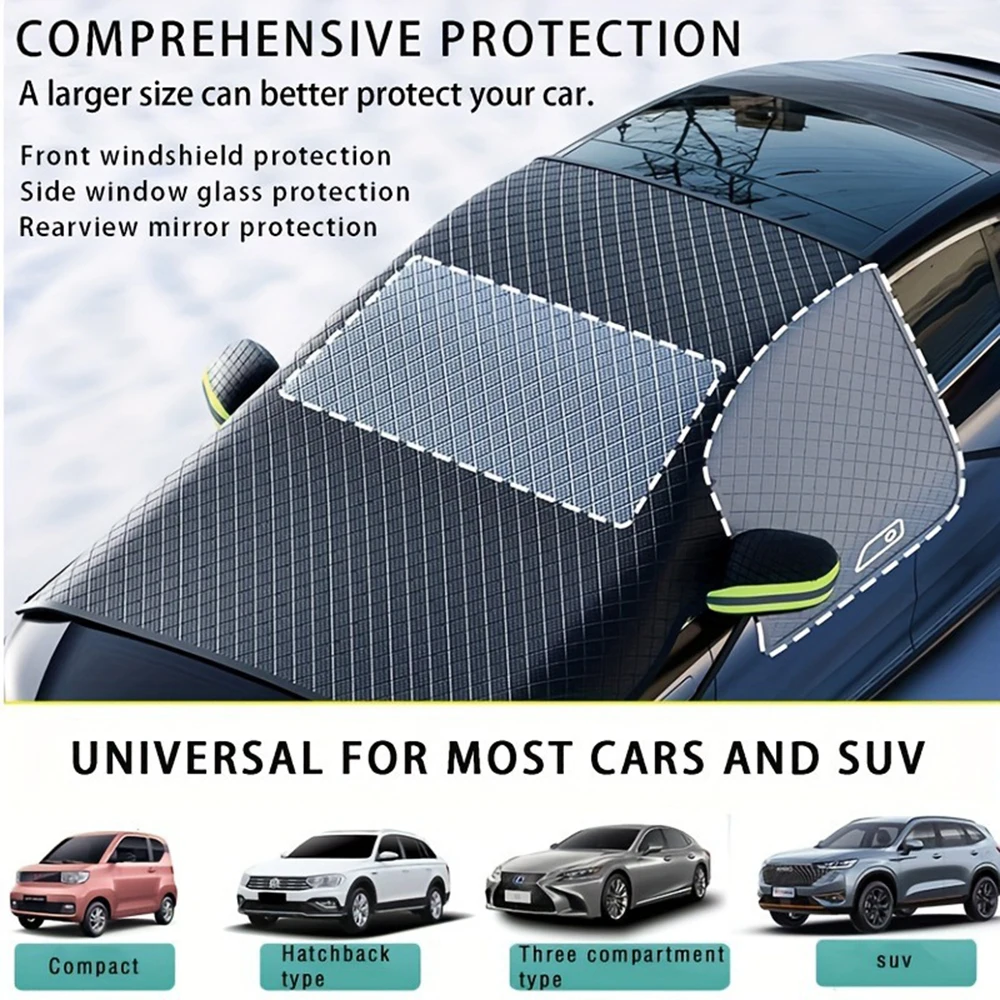Automobile Snow Protection Cover for Front Windshield, Anti-Freezing and Anti-Frost Snow Magnetic Suction Snow Guard, Car Cover