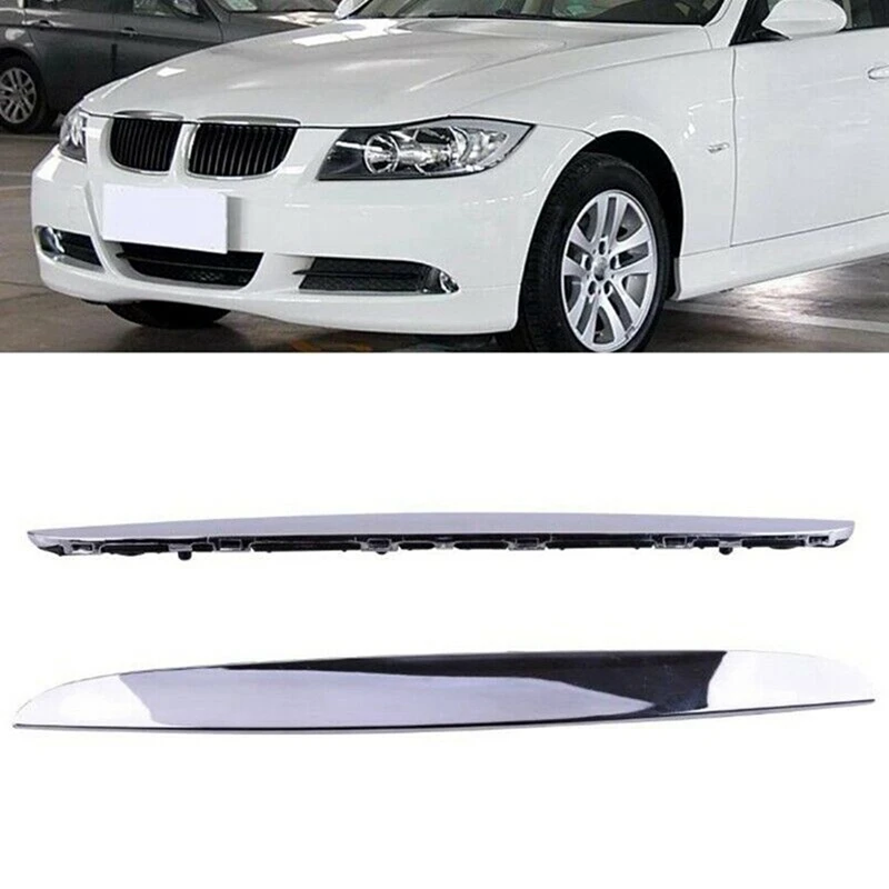 4Pcs Chrome ABS Front Bumper Above Kidney Grille Hood Cover Trim 51137117242 For BMW 3 Series E90 E91 2006-2008