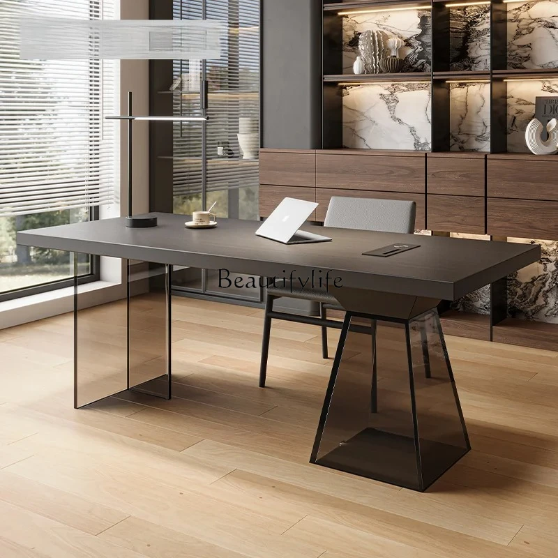 Scrivania minimalista   studio piccolo appartamento soggiorno scrivania per computer di lusso a doppia luce