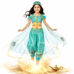 Jasmine Aladdin Princess Dress for Girls Cosplay Costume Fancy Birthday Party Outfit Toddler Kids Fairy Tale Clothing 2-8Y
