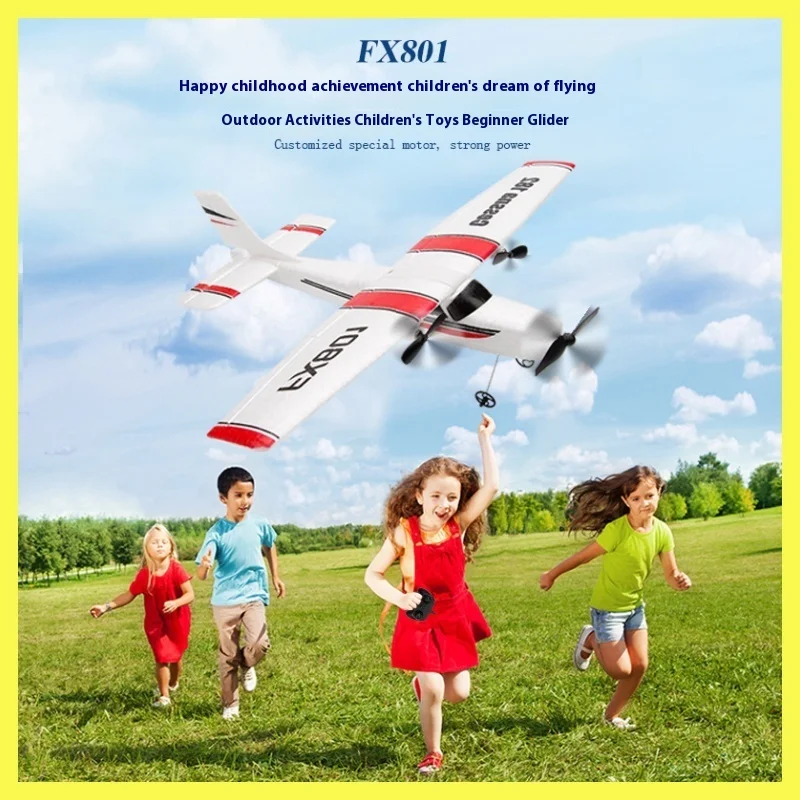 Fx801 Rc Plane Epp Foam Glider Remote Control Airplane 2.4g 2ch Rtf Fixed Wingspan Aircraft Fighter New Toys Gifts For Children