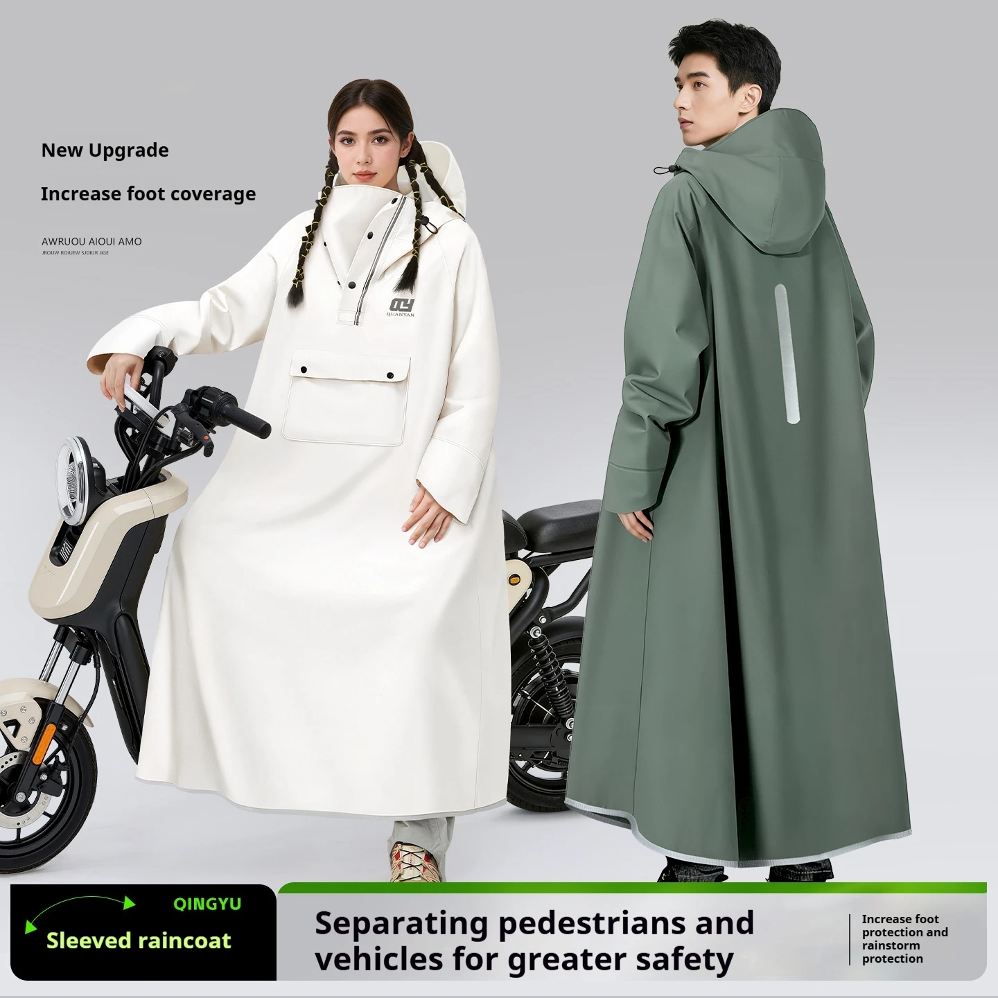 Regenmantel Integrierter Ganzkörper-Regenschutz Verstärkter Sturmsicherer Elektro-Motorrad-Regenschutz Einteiliger Poncho für Erwachsene