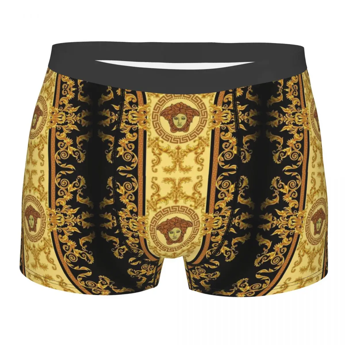 

Golden Lion And Damask Ornament Men's Boxer Briefs,Highly Breathable Underpants,High Quality 3D Print Shorts Birthday Gifts