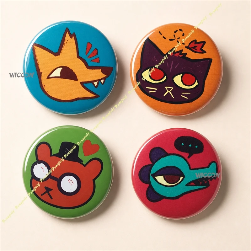 Cute Badges Night In The Woods Dual Use Pin Mae Character Cosplay Pinback Buttons Game Peripheral Bag Decor Souvenir for Gamers