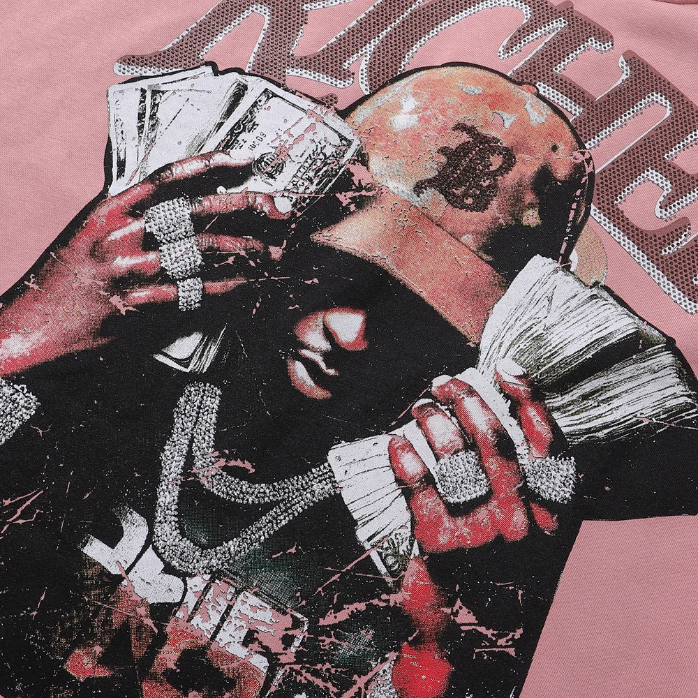 American Y2k Streetwear Richman Street Art Graphic T Shirts Hiphop Street Style Cotton Vintage Clothing Casual Short Sleeve Tees