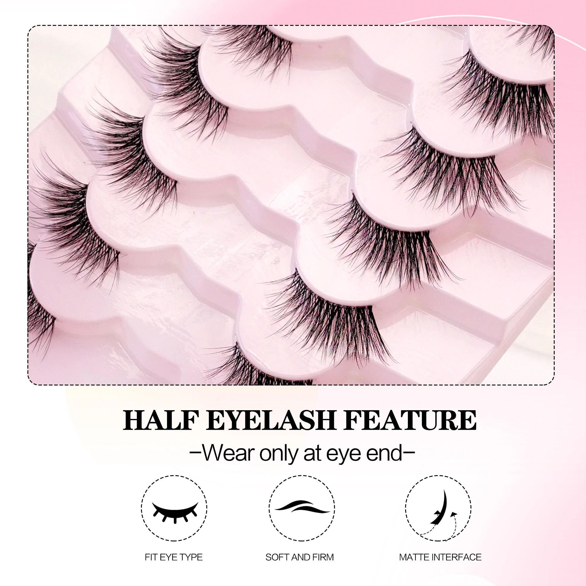 10 paires de cils Hlaf vaporeux 3D faits à la main, Extensions de cils en Faux vison, bande complète, extrémité ailée, cils allongés