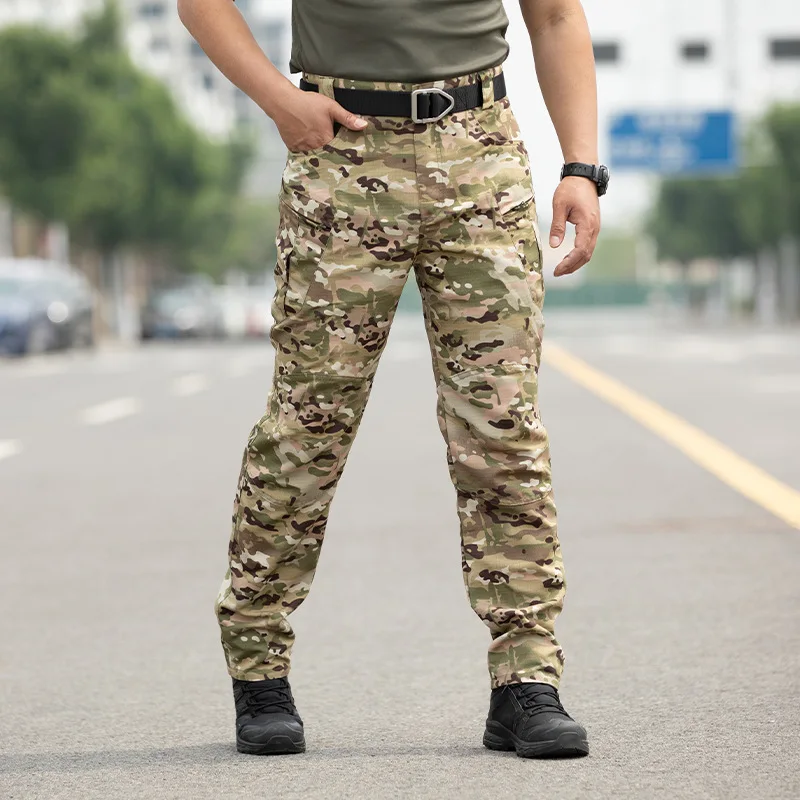 Herren Rip-Stop Taktische Cargohose mit mehreren Reißverschlusstaschen, verschleißfeste gerade Arbeitshose, Outdoor-Wanderhose, Taktikhose – Detail 26