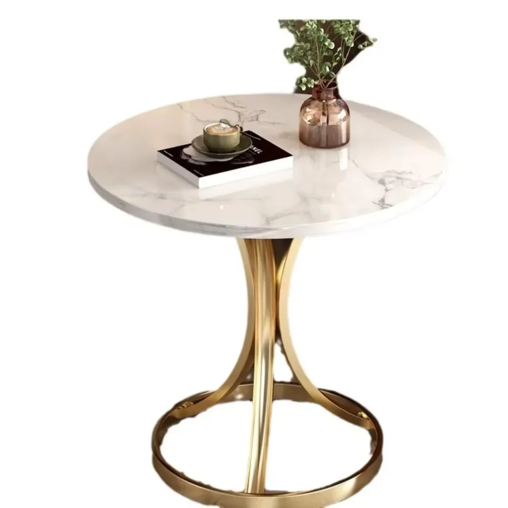 Nordic Modern Wabi-sabi Design Marble Side Table Gold Metal Oak Coffee Bed Bedside Accent Living Room Balcony Sofa End Table Set