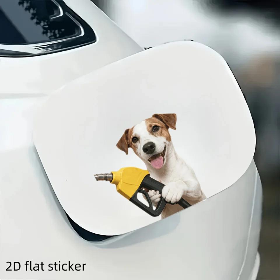 Jack Russell Dog Fuel Gun Sticker 1PC Cute Puppy Vinyl Decal Car Fuel Tank Cap Truck Laptop Window Decor