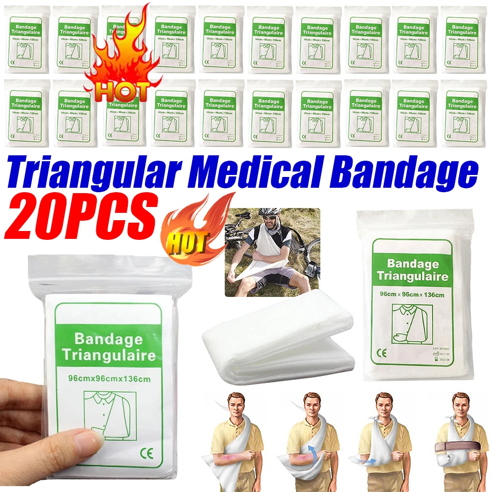 20-1PC Triangular First Aid Bandage Non-Woven Emergency First Aid Bandage Security Protection Bandage for Fracture Fixation Tool