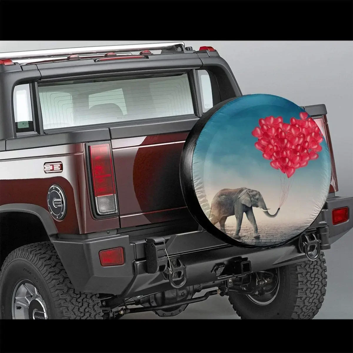 Delerain Elephant Red Balloon Spare Tire Covers for  RV Trailer SUV Truck and Many Vehicle, Wheel Covers Sun Protector Water