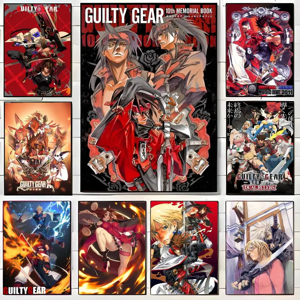 Hot Video Game G-Guilty Gear Poster HD Home Decor Sticky Wall Waterproof Home Living Room Bar Aesthetic Decor