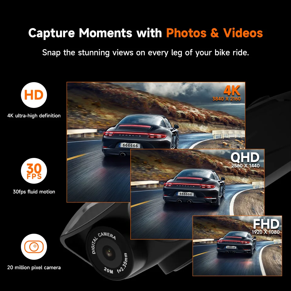 Svbony SVGo C1 Cycling Camera IPS Bicycle Loggers 6-Axis Anti-Shake Gyroscope GPS Bicycle 4K Motorcycle Video Recorder LED Light