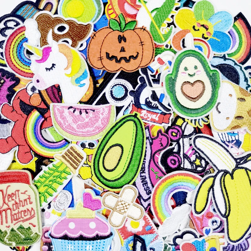 50 stücke viel Eisen Patches für Kleidung zufällige Kinder niedlich auf Anime Mädchen Jungen kleine Stickerei DIY Bulk Mix Pack Sets Parche Baby nähen – Detail 11