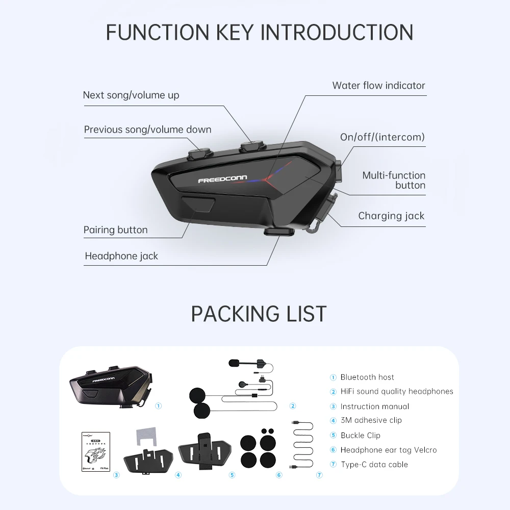 Freedconn Fx Plus Waterproof Design Motorcycle Bluetooth Interphone Helmet Intercom Headset