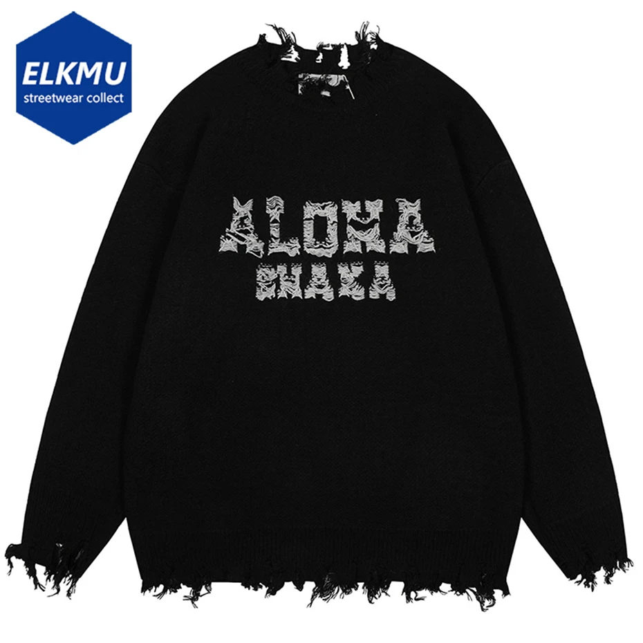 

Vintage Men Sweaters Broken Tassel Pullover Sweaters Knit Jumpers Streetwear Harajuku Hip Hop Oversized Sweaters Knitwear