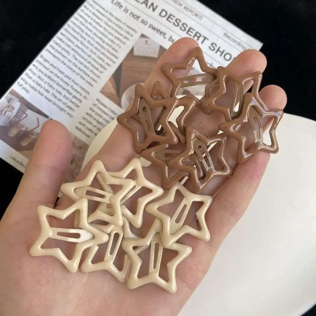 2-40pcs Coffee Colored Star Hairpin Metal Bb Clips Y2K Student Side Clip Five-pointed Star Mini Hairpins Kids Hair Accessories