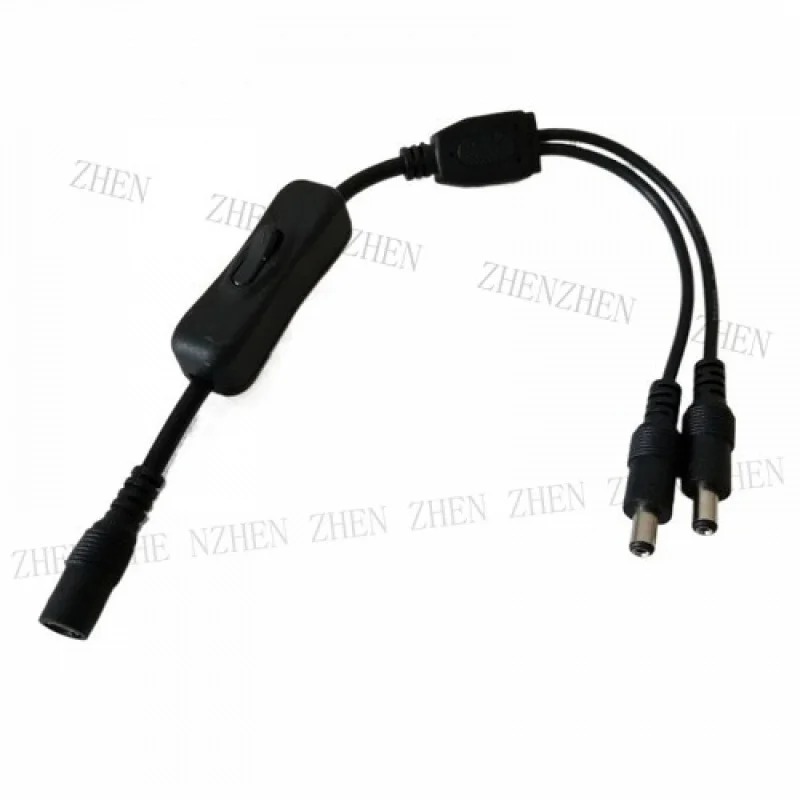 Y Y 5.5mmx2.1mm 5.5/2.1mm DC Female to 2 Male Switch ON OFF Splitter Power Cable 3A