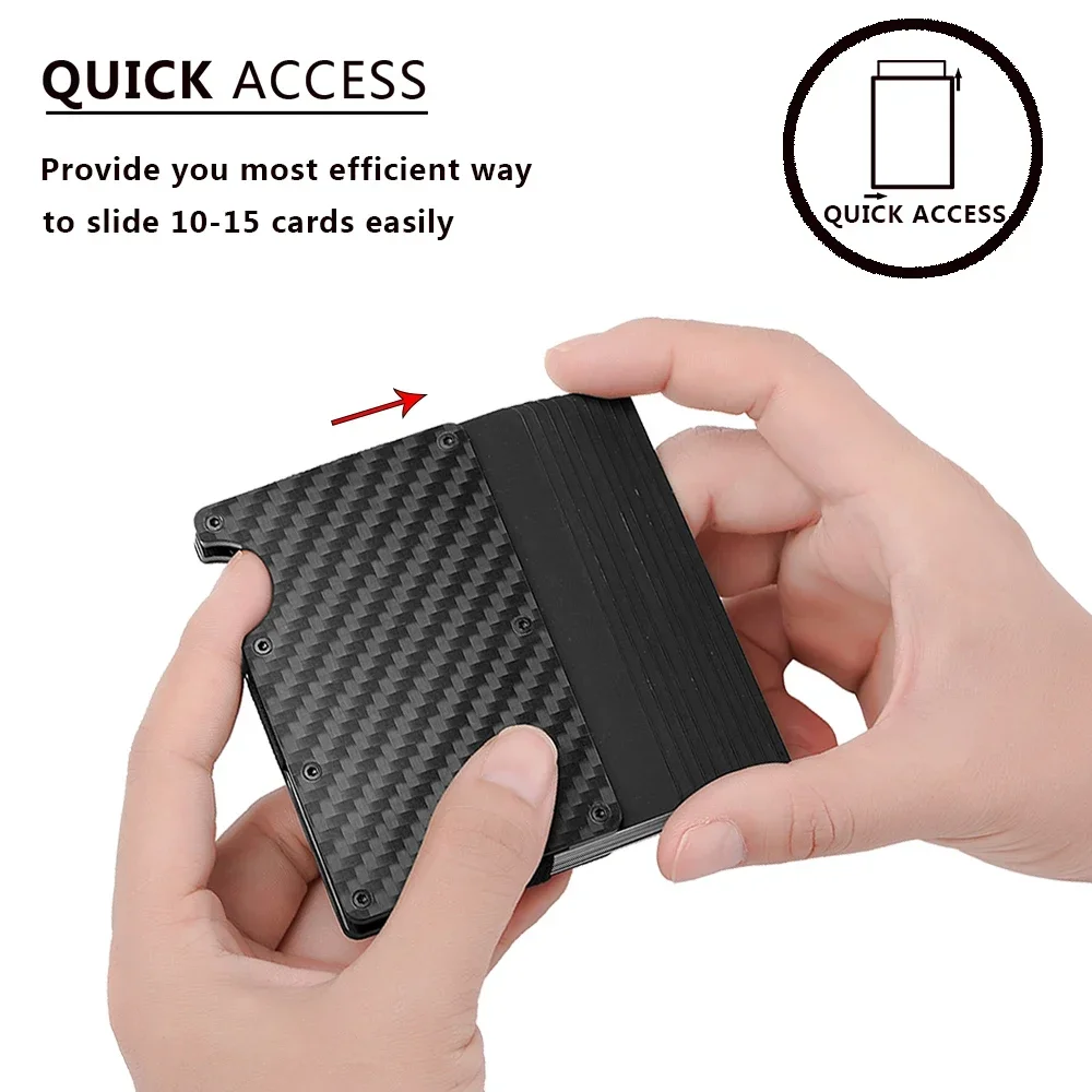2026 New Design Men Wallets Case Carteira Masculina Card Holder Carbon Wallet Mens Male Purses Cash Strap RFID Metal Card Case